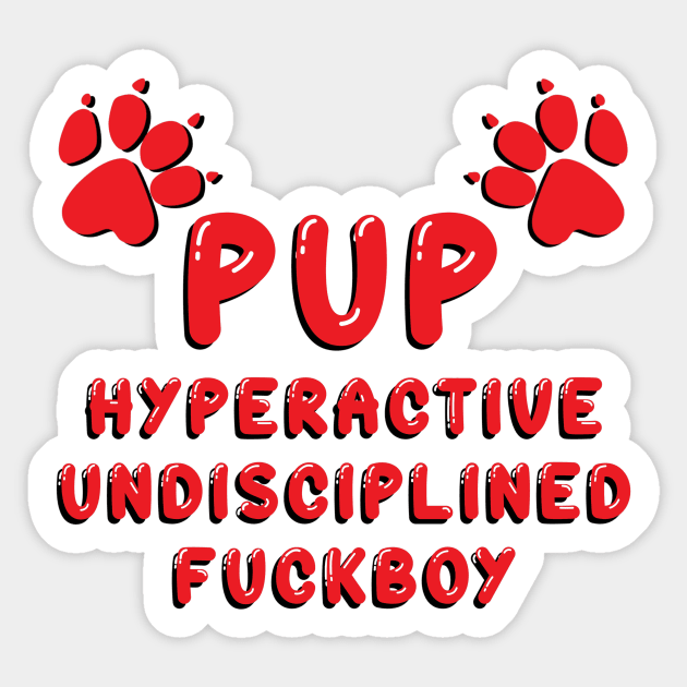 PUP - DEFINED RED Sticker by DiaperedFancy